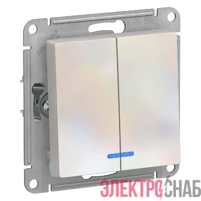 Выключатель 2-кл. СП AtlasDesign 10А IP20 (сх. 5а) 10AX с подсветкой механизм жемчуж. SE ATN000453