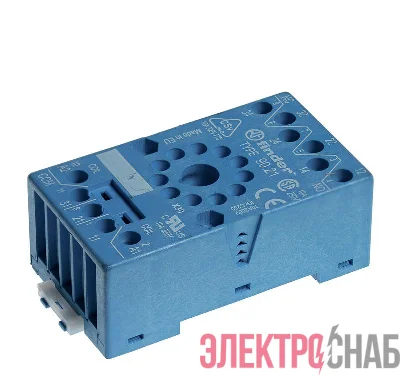 Розетка с винт. клеммами (с зажимной клетью) для реле 60.13 таймера 88.02 модули 99.01 в комплекте металлич. клипса 090.33 син. FINDER 9021SMA
