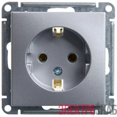 Розетка 1-м СП W59 16А IP20 с заземл. без защ. шторок механизм матов. хром SE RS16-154-5-86
