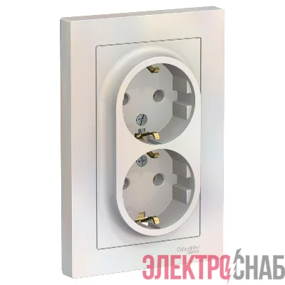 Розетка 2-м СП AtlasDesign 16А IP20 с заземл. в сборе жемчуж. SE ATN000424