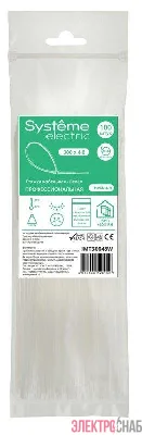 Стяжка кабельная 300х4.8 бел. (уп.100шт) SE IMT30048W