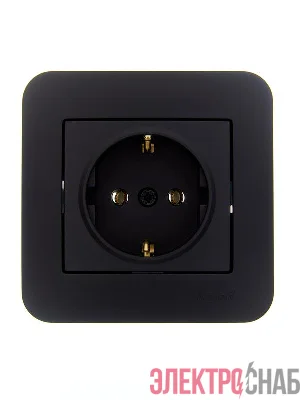 Розетка 1-м СП ASTI 16А IP20 с заземл. термопласт в сборе черн. бархат. LEZARD 7081-4242-122B