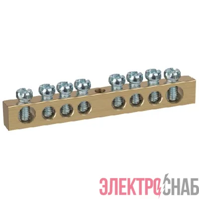 Шина NO-122-14 PEN "земля-ноль" 6х9мм 8/1 с креплениями по центру латунь ЭРА Б0047228
