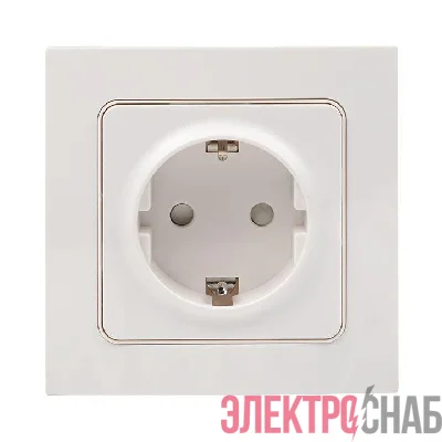 Розетка 1-м СП Стокгольм 16А IP20 с заземл. защ. шторки бел. PROxima EKF EXR16-028-10