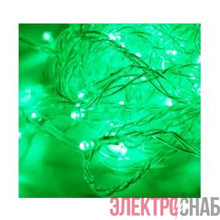 Гирлянда 8.8м (7.3+1.5) 80LED зел. прозр. провод 8 режимов мигания IP20 зел. Космос KOC_GIR80LED_G