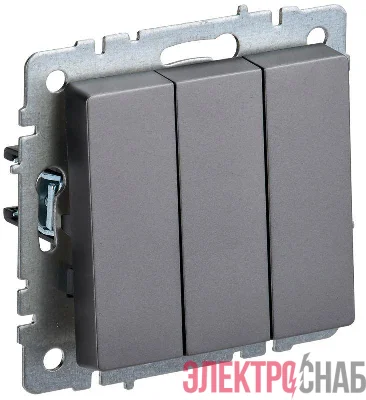 Выключатель 3-кл. СП BRITE ВС10-3-0-БрС 10А механизм сталь IEK BR-V30-0-10-K46