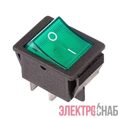 Выключатель клавишный 250В 16А (4с) ON-OFF зел. с подсветкой (RWB-502 SC-767 IRS-201-1) (инд. упак.) Rexant 36-2332-1