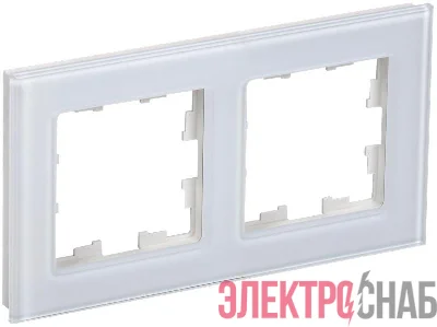 Рамка 2-м BRITE РУ-2-2-БрБ стекло бел. IEK BR-M22-G-K01