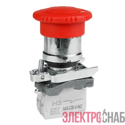 Кнопка аварийного останова OptiSignal D22 C4-ESTR-11 металл 1НО+1НЗ возврат поворотом XB4BS8445 КЭАЗ 332179