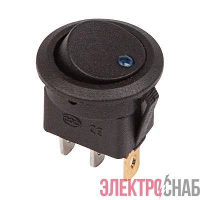 Выключатель клавишный круглый 12В 20А (3с) ON-OFF черн. подсветка син. (RWB-215 MIRS-101Е-8С/D) Rexant 36-2581