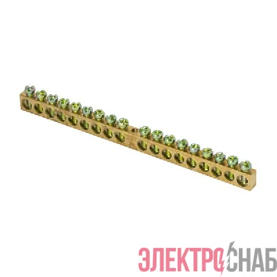 Шина PEN "ноль-земля" 6х9 18 отвер. латунь крепеж по центру PROxima EKF sn0-63-18