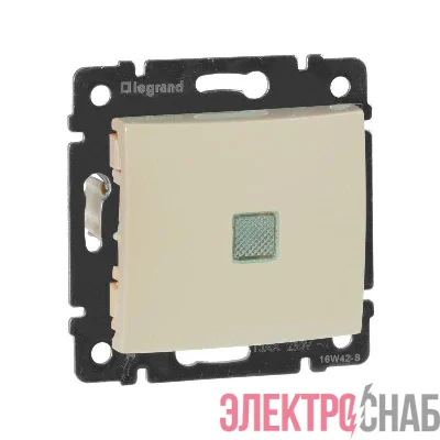 Механизм переключателя 1-кл. СП Valena на 2 напр. с зел. инд. сл. кость Leg 774326