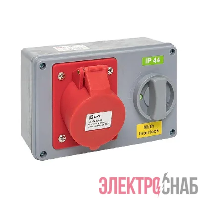 Розетка 1424 3Р+РЕ 32А 380В IP44 с блокировкой и выкл. EKF ps-1424-32-380