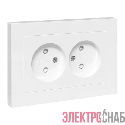 Розетка 2-м СП Эпика 16А без заземл. защ. шторки с рамкой механизм бел. EKF UP1-SOW-201