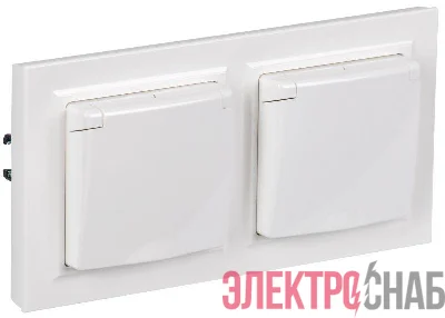 Розетка с крышкой Brite 16А IP44 РСбш10-3-44-БрБ механизм бел. в сб 2шт IEK BR-R16-16-44-2-K01-F-PRO
