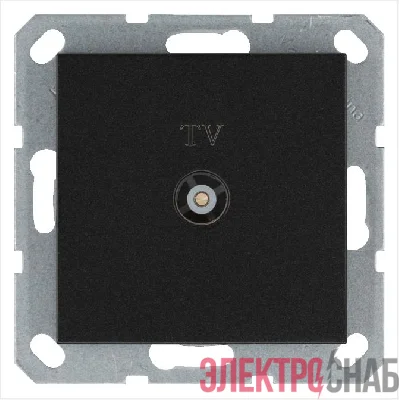 Розетка телевизионная оконечная TV Ф9.5мм механизм антрацит Jasmart G6001B