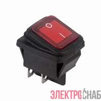 Выключатель клавишный 250В 15А (4с) ON-OFF красн. с подсветкой влагозащита (RWB-507) Rexant 36-2360