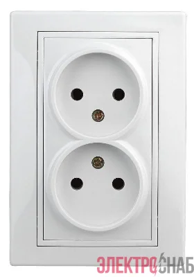 Розетка 2-м СП Plano 1-204-01 16А IP20 250В 2х2P бел. Intro Б0053904