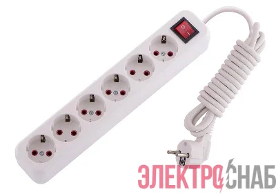 Удлинитель 6х3м с заземл. 16А IP20 Lila с выкл. LEZARD 720-0603-602