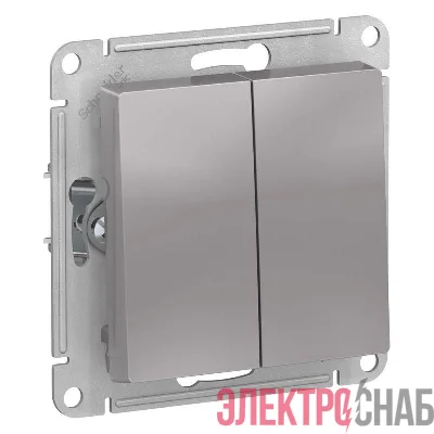 Выключатель 2-кл. СП AtlasDesign 10А IP20 (сх. 5) 10AX механизм алюм. SE ATN000351