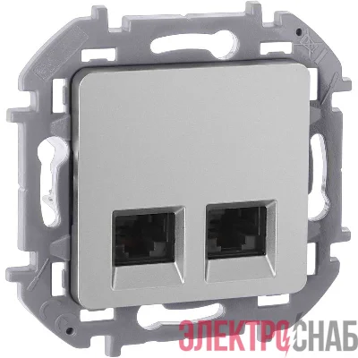 Розетка компьютерная 2-м Inspiria RJ45 кат.6 UTP механизм алюм. IEK 673842
