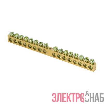 Шина PEN "ноль-земля" 6х9 16 отвер. латунь крепеж по центру PROxima EKF sn0-63-16