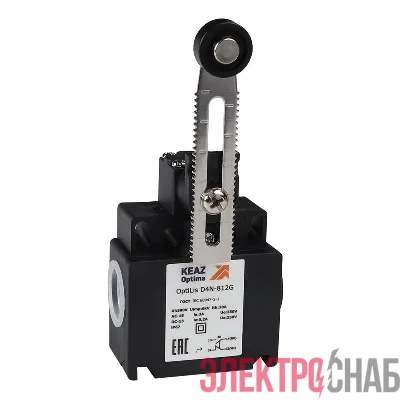 Выключатель концевой OptiLiS D4N-812G рычаг регулируемый с роликом пластик. EN 50047 XCKT2145P16 КЭАЗ 365322