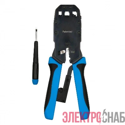 Инструмент HT-2008AR обжимной для RJ45 RJ12 RJ11 (8P8C 6P6C 4P4C) проф. с храповым механизмом Hyperline 35549