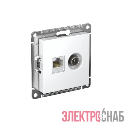 Розетка компьютерная + телевизионная 2-м СП AtlasDesign RJ45 кат.5E + TV механизм бел. SE ATN000189