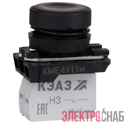 Кнопка КМЕ4122м-черный-2но+2нз-цилиндр-IP40 КЭАЗ 274329