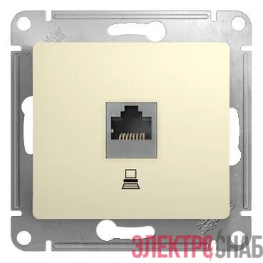 Розетка компьютерная 1-м СП Glossa RJ45 кат.5E механизм беж. SE GSL000281K