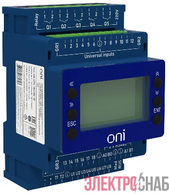 Модуль ЦПУ ПЛК 150 18 UI 6 UIO 2 UO 7 DO 24В DC с экраном ONI PLC-150-CPU-18U15U-1D