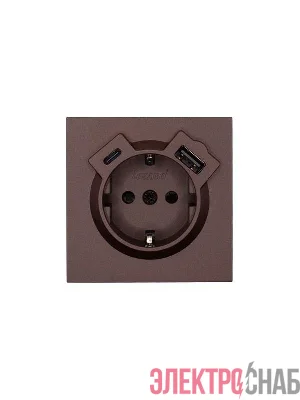 Розетка 1-мест. с/з Type-C+USB разъем СП ZIMA IP20 шоколад LEZARD 704-7388-181TC