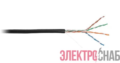 Кабель U/UTP кат.5E (класс D) 4 пары 100МГц ОЖ BC чистая медь внешн. PE до -40град.C черн. (305м) NETLAN EC-UU004-5E-PE-BK