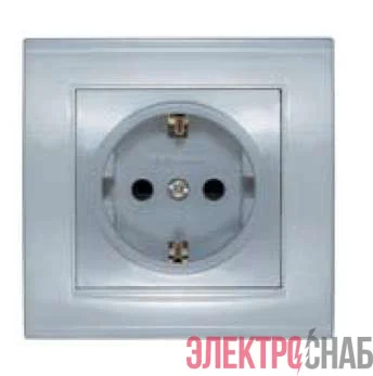 Розетка 1-м СП Бриллиант 16А IP20 с заземл. защ. шторки серебр. UNIVersal 7949889