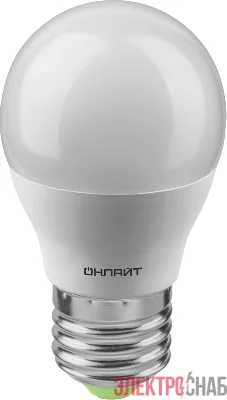 Лампа светодиодная 90 064 OLL-G45-12-230-4K-E27-FR 12Вт шар 4000К нейтр. бел. E27 1200лм 176-264В ОНЛАЙТ 90064