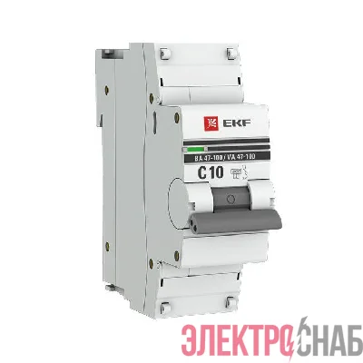 Выключатель автоматический модульный 1п C 10А 10кА ВА 47-100 PROxima EKF mcb47100-1-10C-pro