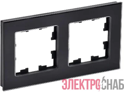 Рамка 2-м BRITE РУ-2-2-БрЧ стекло черн. IEK BR-M22-G-K02