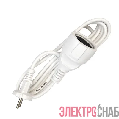 Удлинитель-шнур 1х3м без заземл. 10А IP20 ПВС 2х1 бел. DOMTOK 2336