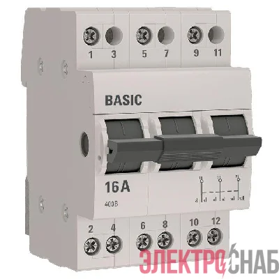 Переключатель трехпозиционный 3п 16А Basic EKF tps-3-16