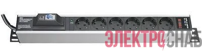 Блок распределения питания 6-м 16А Schuko вх. разъем Schuko для 19дюйм шкафов с 1п авт. выкл. выкл. защита от перенапряж. с индикатором сети DKC R5VSH6CBCD