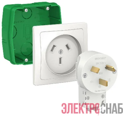 Комплект силовой СП Blanca 32А 250В (монтажная коробка + розетка + вилка) бел. SE BLNSK013231