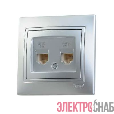 Розетка телефонная 2-м СП Мира RJ11 метал. сер. Lezard 701-1010-138