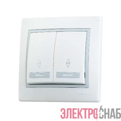 Выключатель 2-кл. СП Мира проходн. бел/сер. Lezard 701-0215-106