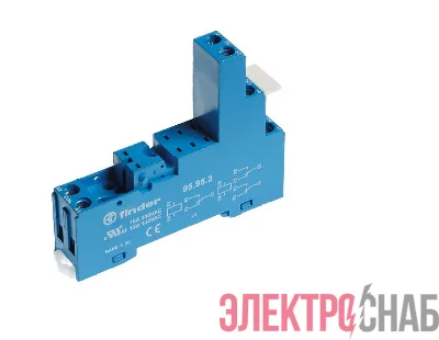 Розетка с винт. клеммами (с зажимной клетью) для реле 40.51 40.52 40.61 44.52 44.62 модули 99.80 в комплекте пластик. клипса 095.91.3 син. FINDER 95953SPA