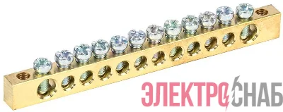 Шина PEN "земля-ноль" 6х9мм 12/2 (12групп/крепеж по краям) IEK YNN11-12-100