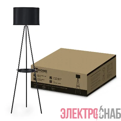 Светильник ТНО 04ПВ-Е27-BB 230В напольн. под лампу полка черн. абажур/черн. тренога IN HOME 4690612060248