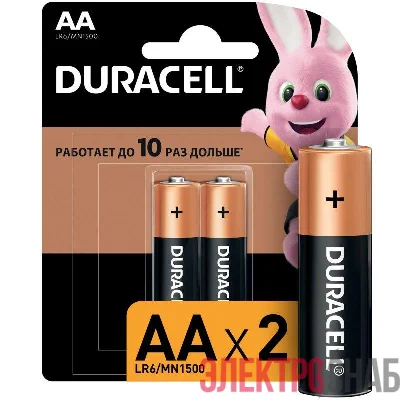 Элемент питания алкалиновый LR MN 1500/LR6 Basic BP-2 (блист.2шт) Duracell Б0014044/Б0026814
