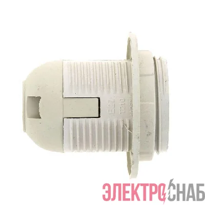 Патрон E27 пластик. с кольцом термостойкий пластик бел. EKF LHP-E27-r