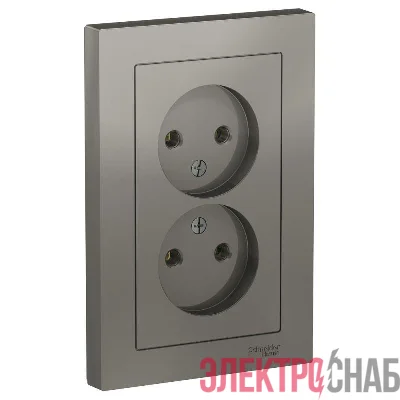 Розетка 2-м СП AtlasDesign 16А IP20 без заземл. в сборе сталь SE ATN000920